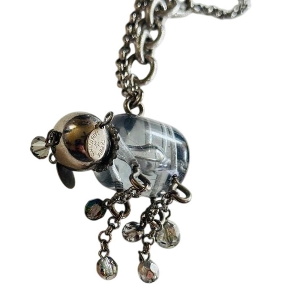 Tarina Tarantino signed Dog Necklace Clear Lucite Statement Flashy Retro 90s 32"